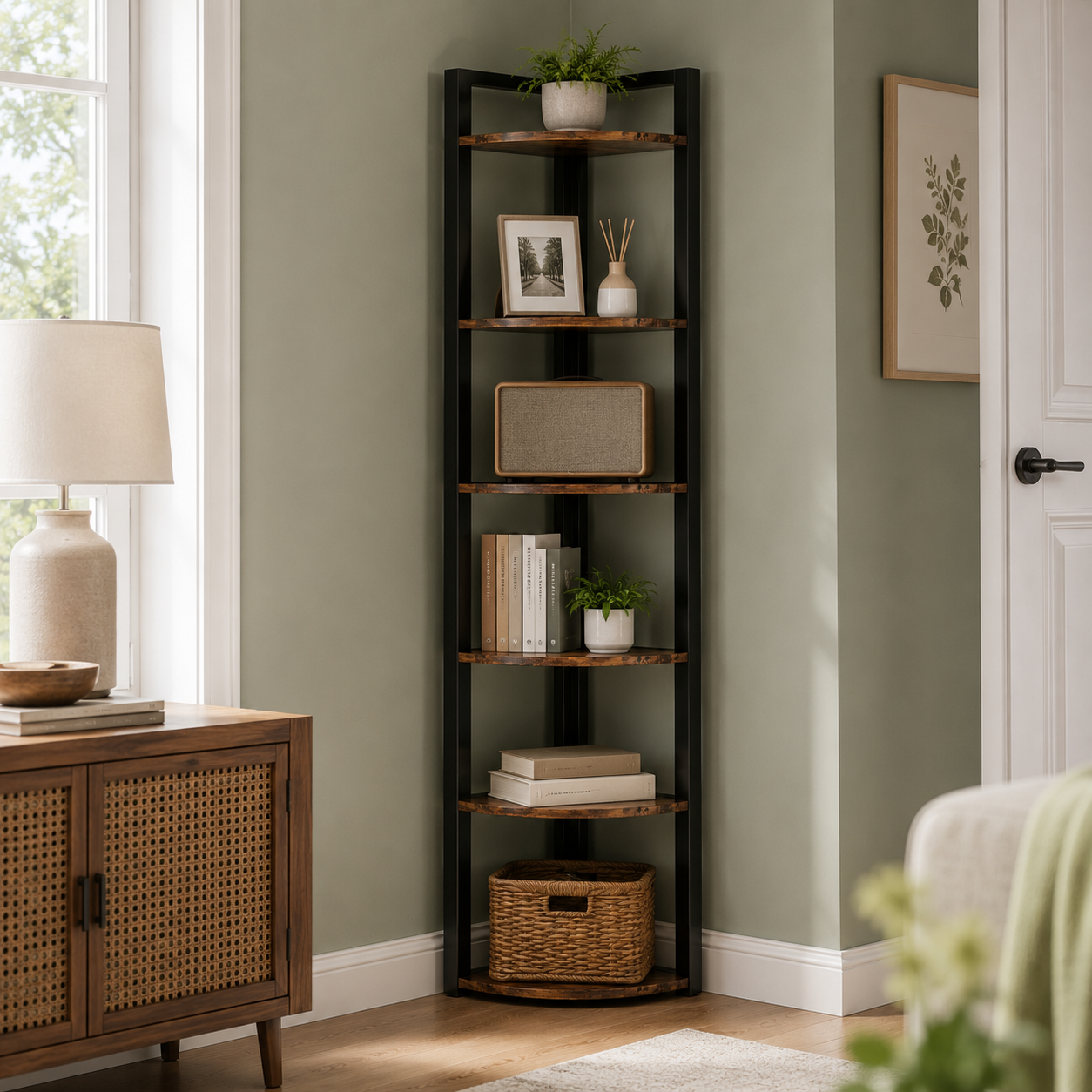 EMOOTTOO 6-Tier Industrial Corner Shelf