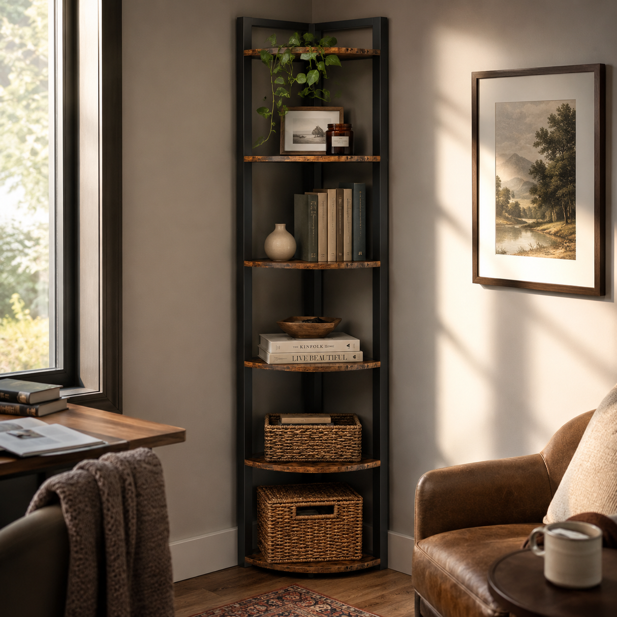 EMOOTTOO 6-Tier Industrial Corner Shelf