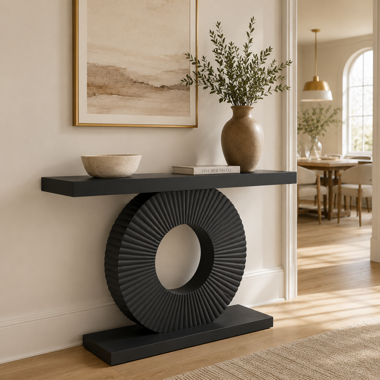 EMOOTTOO Modern Console Table with Geometric Base