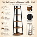 EMOOTTOO 70" Tall Industrial Corner Ladder Shelf