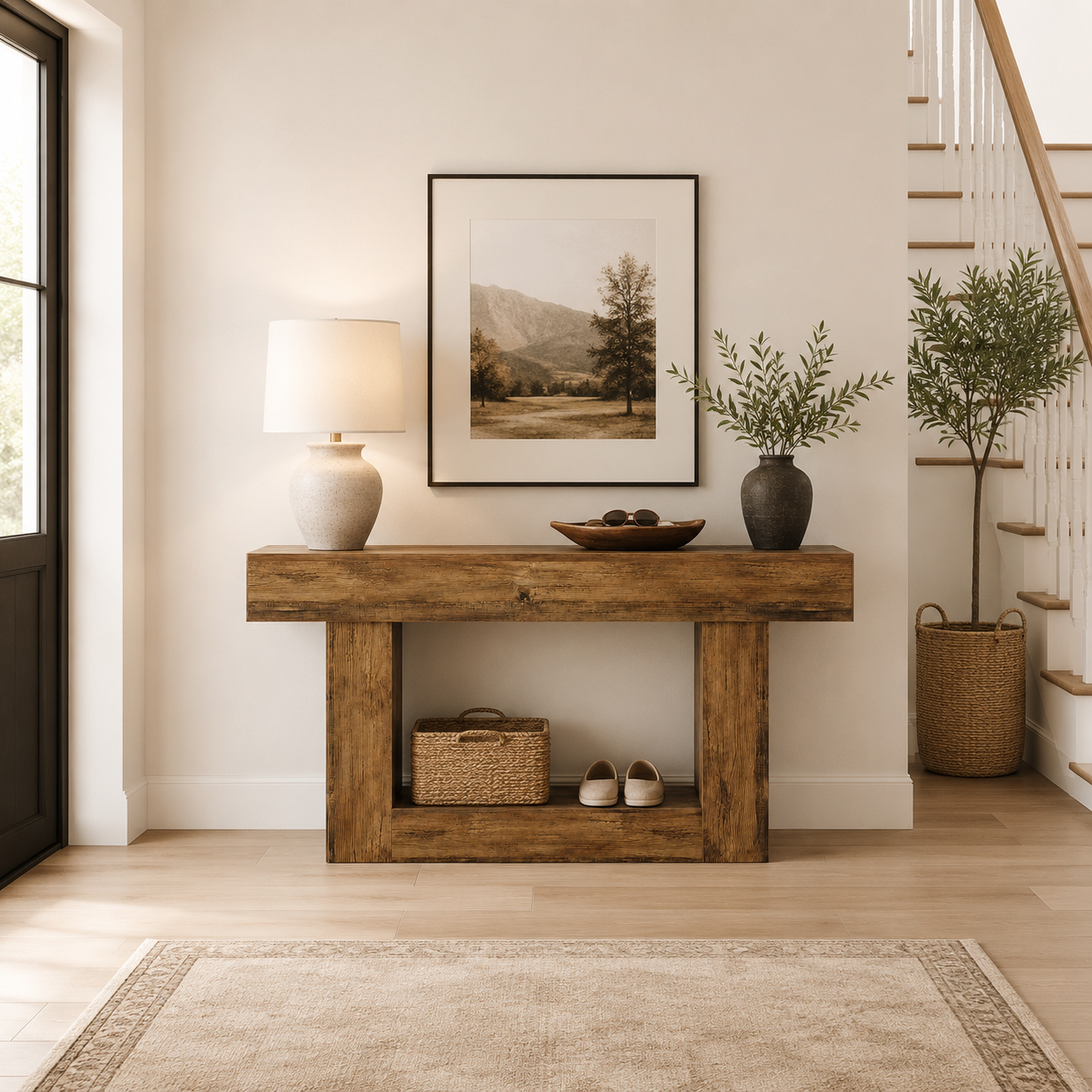 EMOOTTOO 63" Farmhouse Console Table with 2-Tier Storage - product image 7