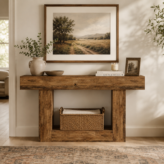 EMOOTTOO 63" Farmhouse Console Table with 2-Tier Storage - product image 1