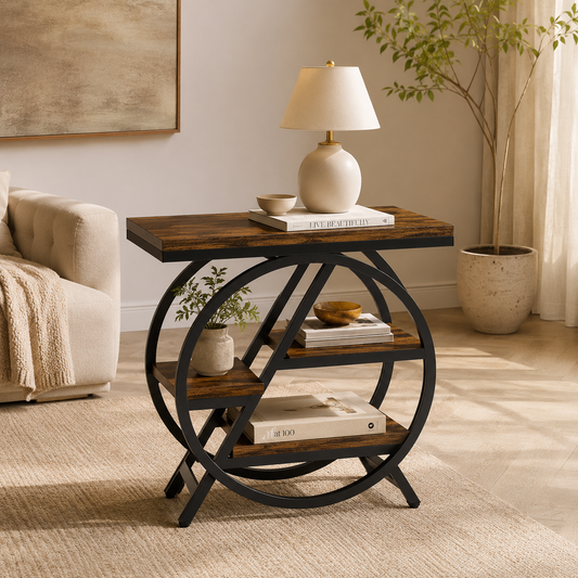EMOOTTOO 3-Tier Faux Marble End Table