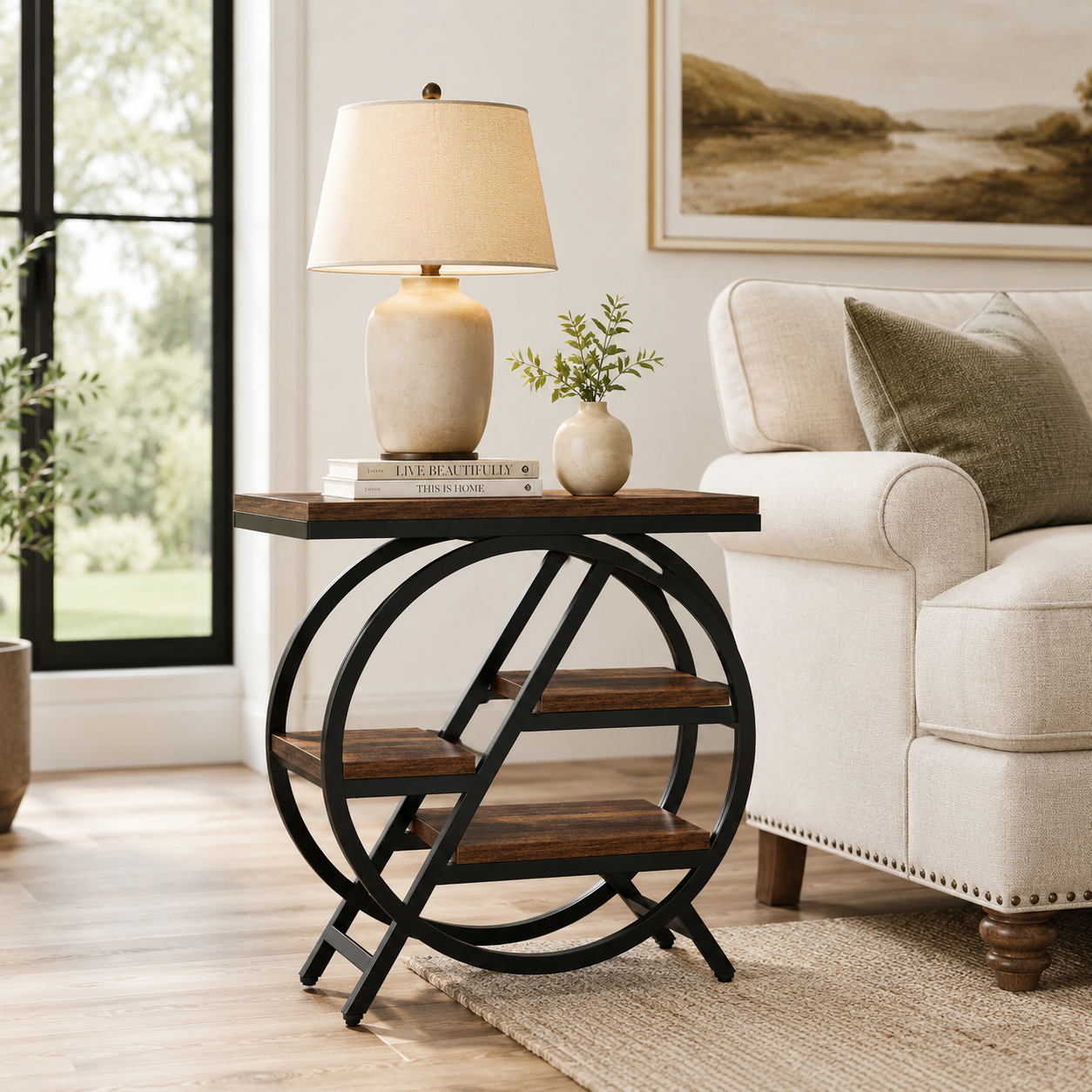 EMOOTTOO 3-Tier Faux Marble End Table