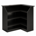 EMOOTTOO L-Shaped Bar Cabinet 4-Tier Corner Bar Unit with Stemware Racks, Black