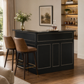 EMOOTTOO L-Shaped Bar Cabinet 4-Tier Corner Bar Unit with Stemware Racks, Black