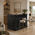 EMOOTTOO L-Shaped Bar Cabinet 4-Tier Corner Bar Unit with Stemware Racks, Black