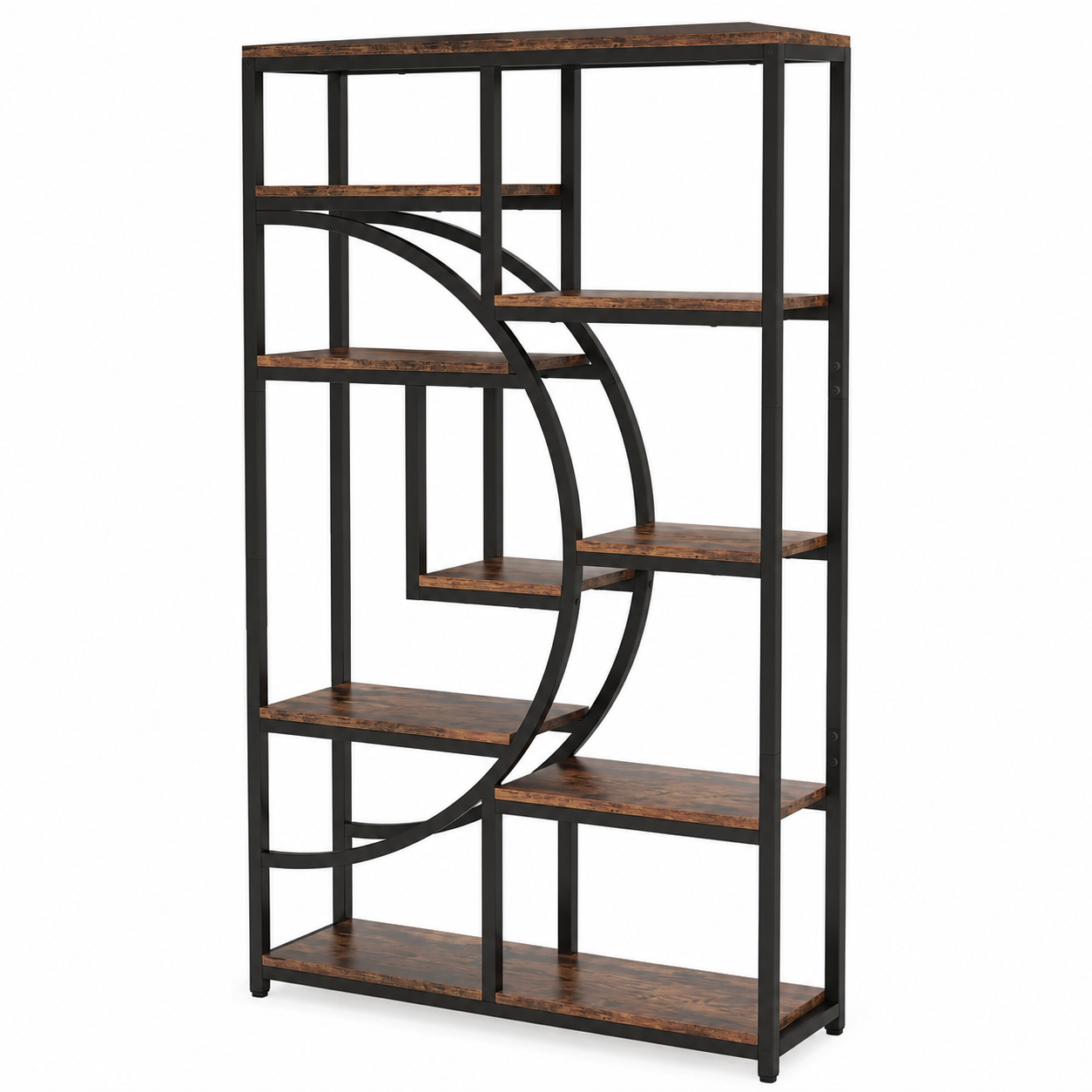 EMOOTTOO 69" Industrial Half-Moon Bookshelf