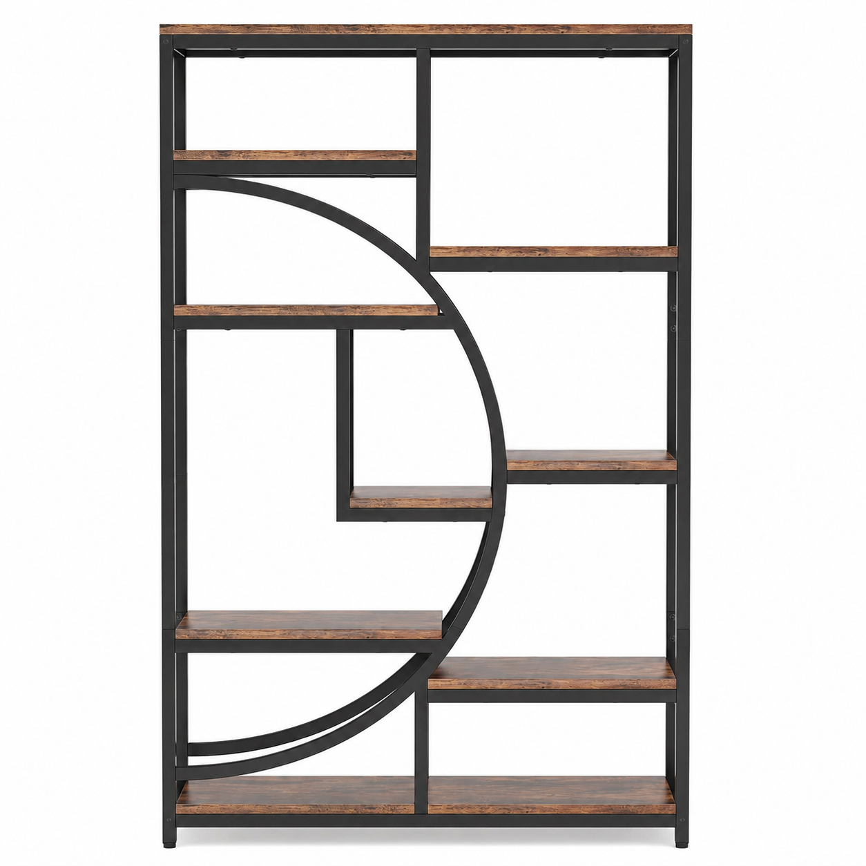 EMOOTTOO 69" Industrial Half-Moon Bookshelf