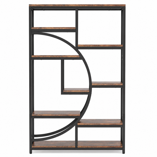 EMOOTTOO 69" Industrial Half-Moon Bookshelf