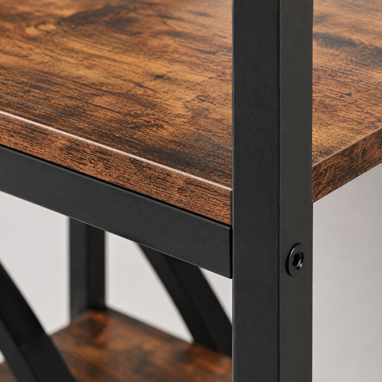 EMOOTTOO 69" Industrial Half-Moon Bookshelf