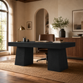 EMOOTTOO 55" Mid-Century Executive Desk, Black