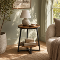 EMOOTTOO Industrial End Table with Shelf