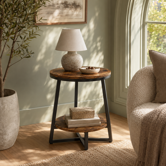 EMOOTTOO Industrial End Table with Shelf