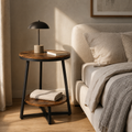 EMOOTTOO Industrial End Table with Shelf