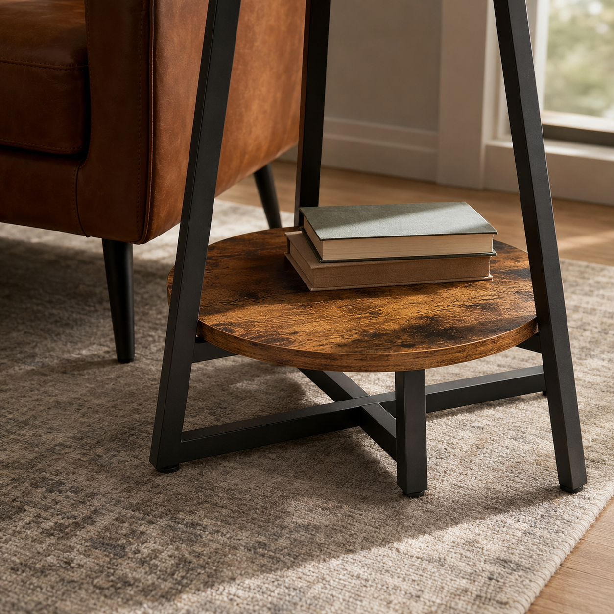 EMOOTTOO Industrial End Table with Shelf