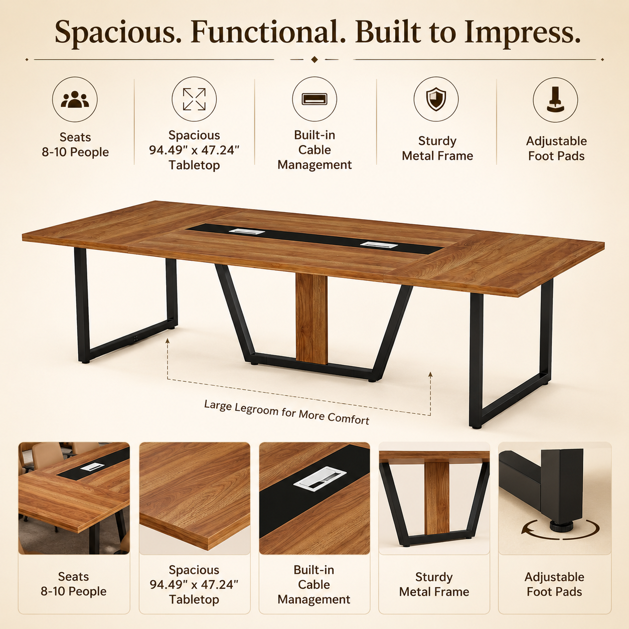 EMOOTTOO 8FT Large Conference Table