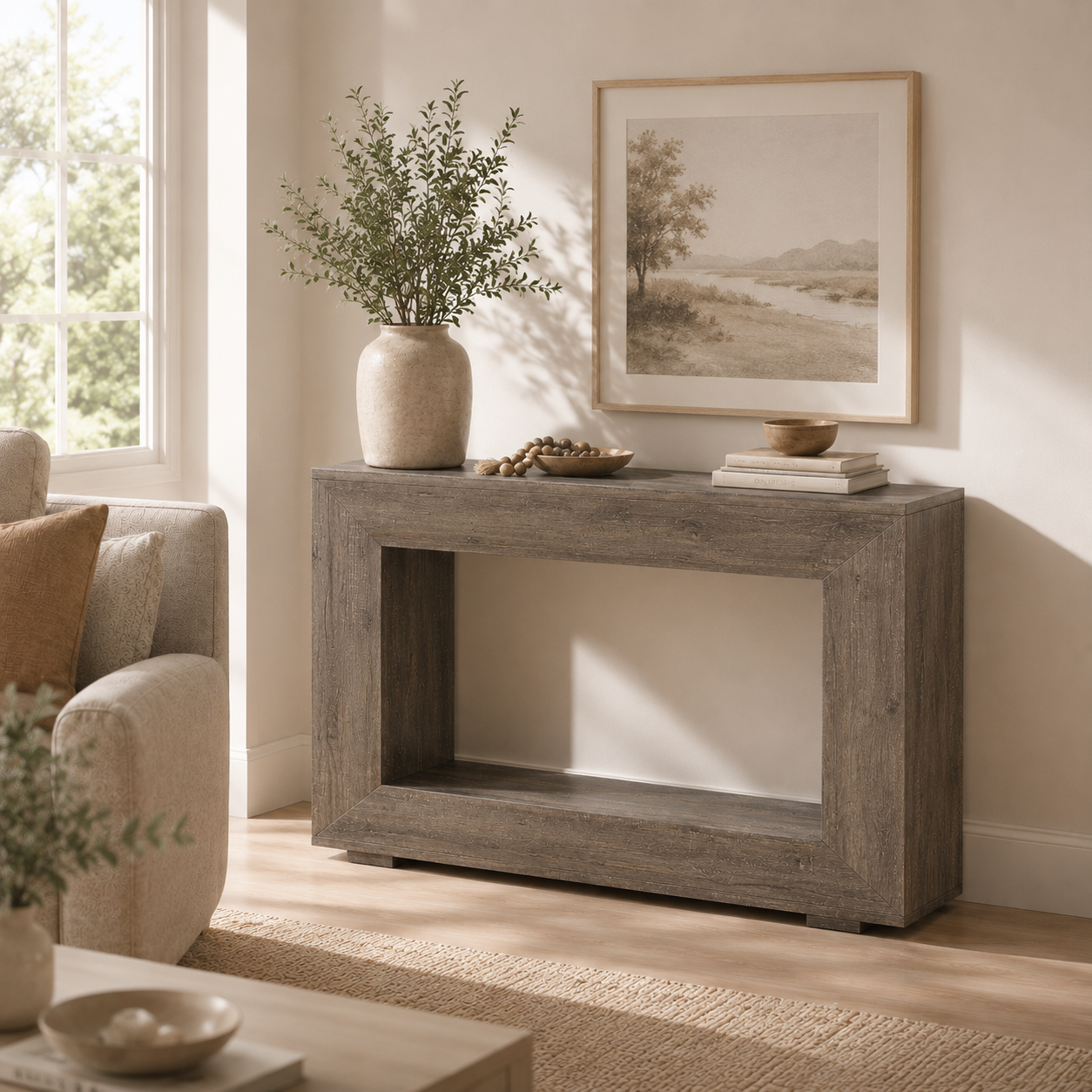 EMOOTTOO Farmhouse Console Table with 11.8"D