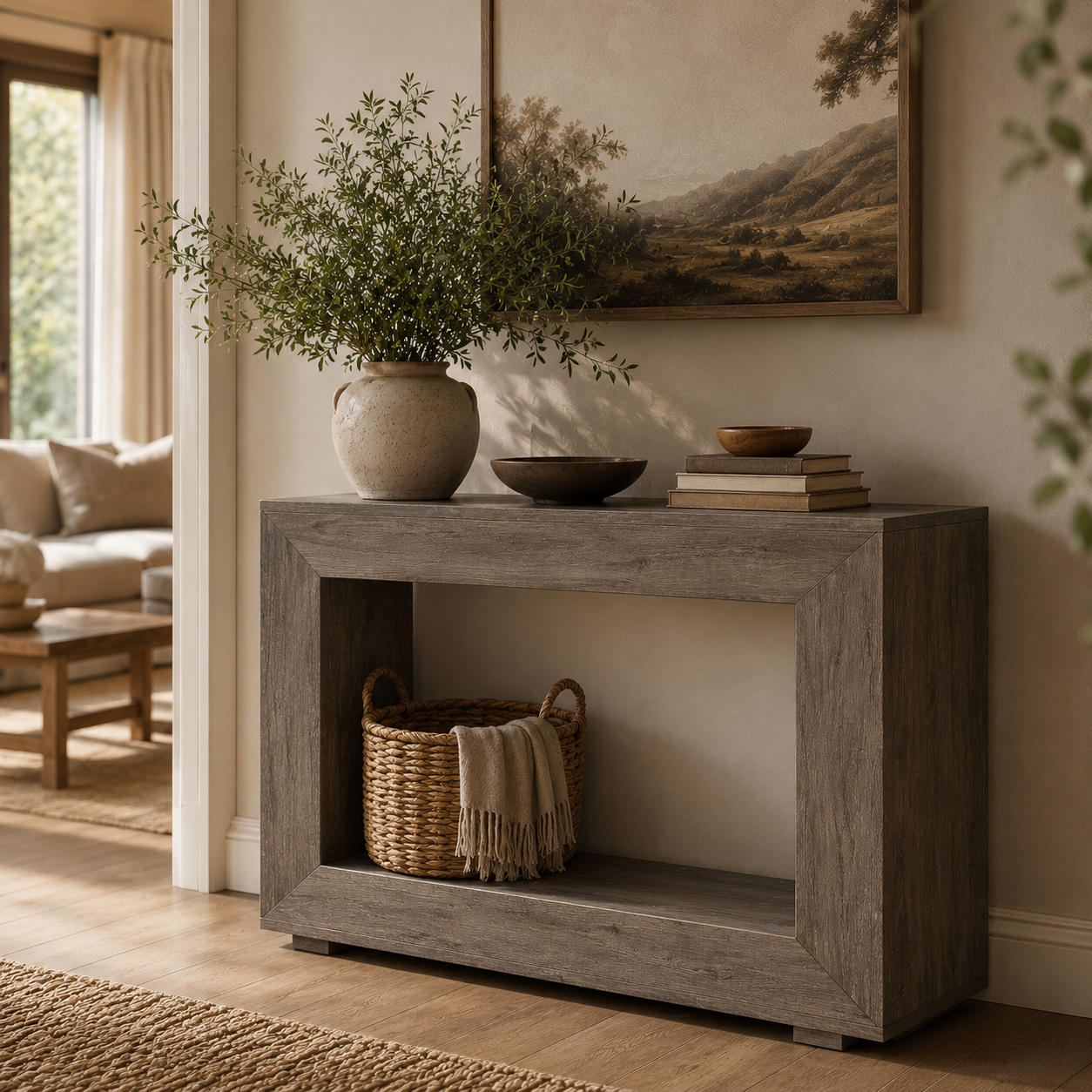 EMOOTTOO Farmhouse Console Table with 11.8"D