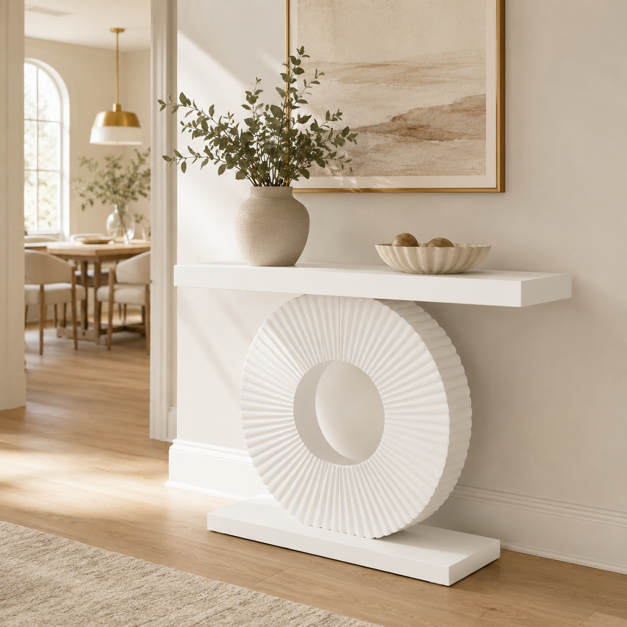 EMOOTTOO Modern Console Table with Geometric Base