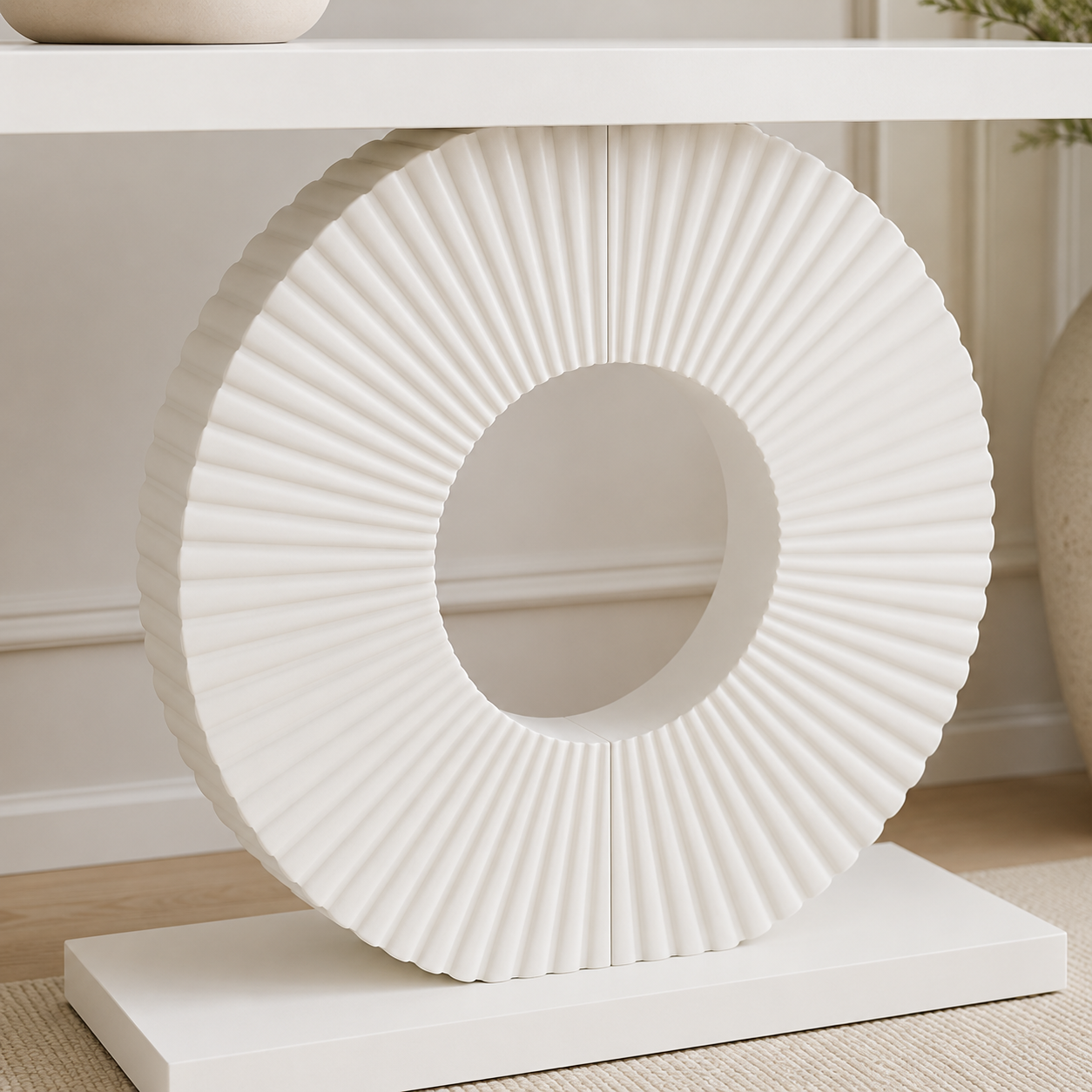 EMOOTTOO Modern Console Table with Geometric Base