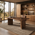 EMOOTTOO 63" Executive Desk with L-Shaped Pedestal Base, Walnut