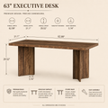 EMOOTTOO 63" Executive Desk with L-Shaped Pedestal Base, Walnut
