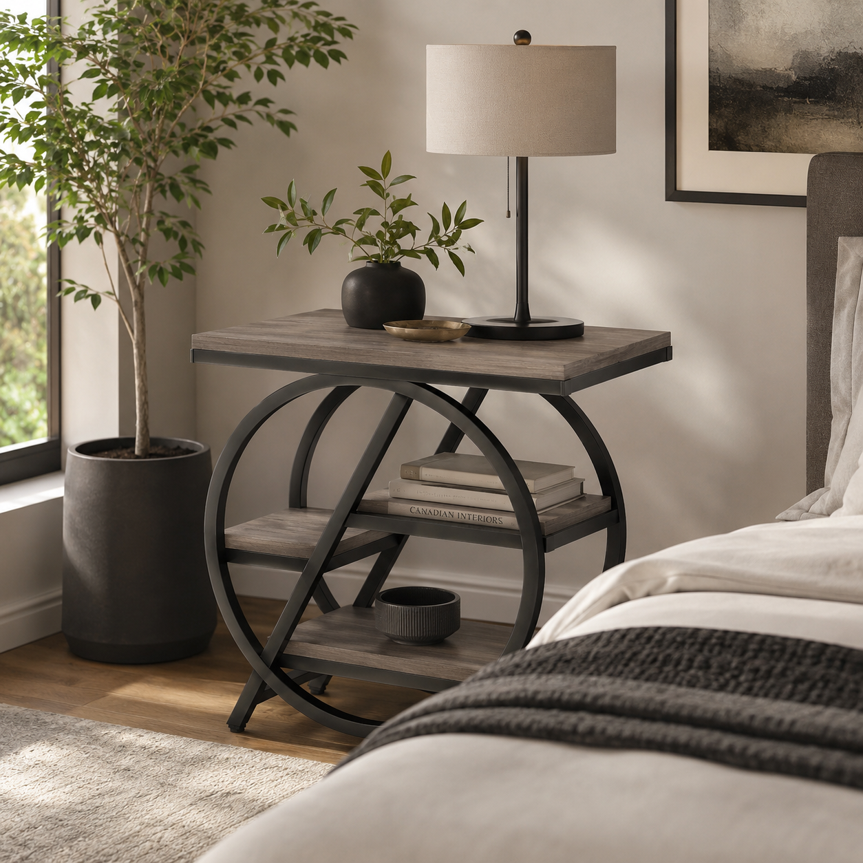 EMOOTTOO 3-Tier Faux Marble End Table