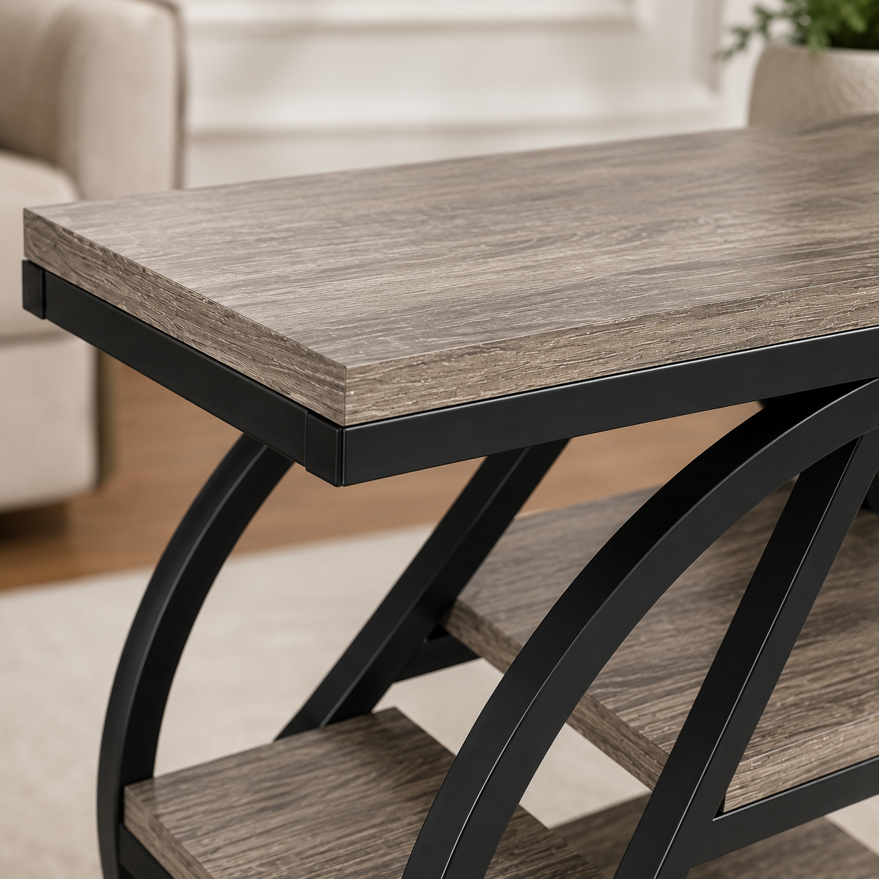 EMOOTTOO 3-Tier Faux Marble End Table