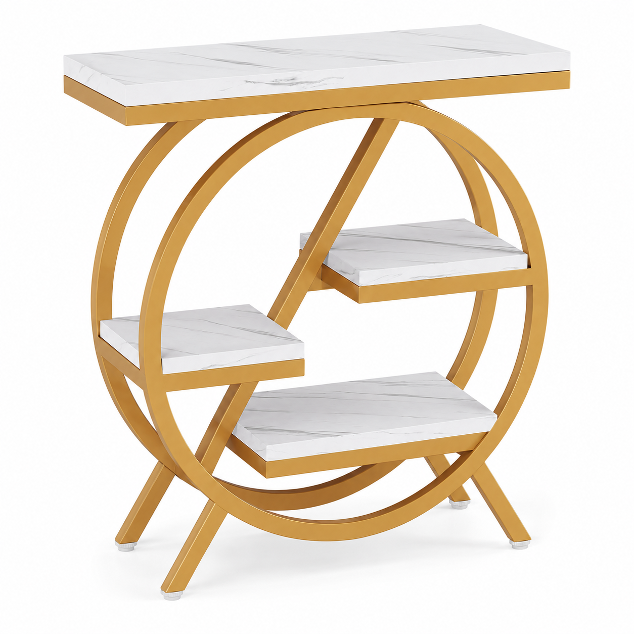 EMOOTTOO 3-Tier Faux Marble End Table