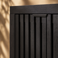 EMOOTTOO 43" Modern Black Shoe Storage Cabinet with Louvered Doors
