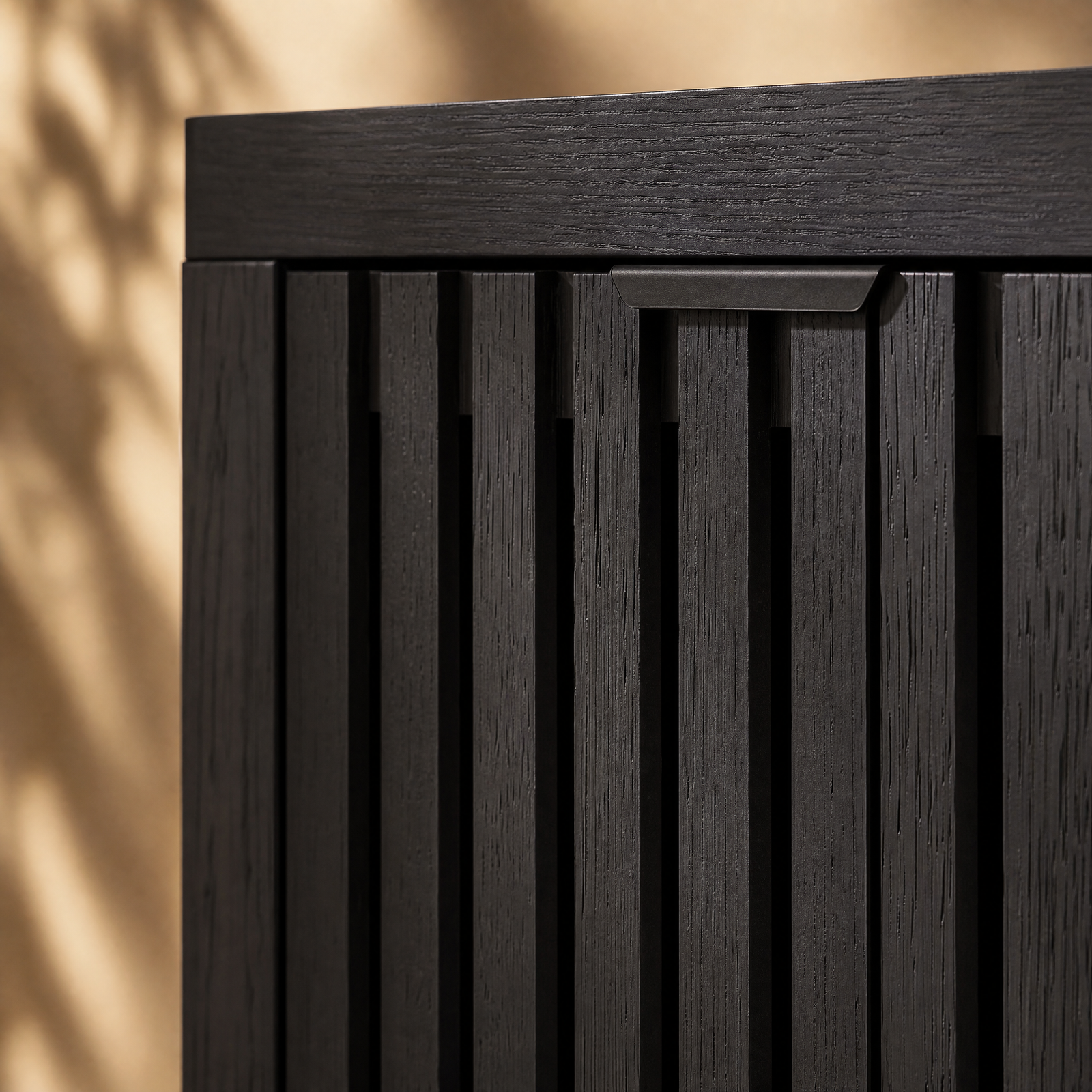 EMOOTTOO 43" Modern Black Shoe Storage Cabinet with Louvered Doors
