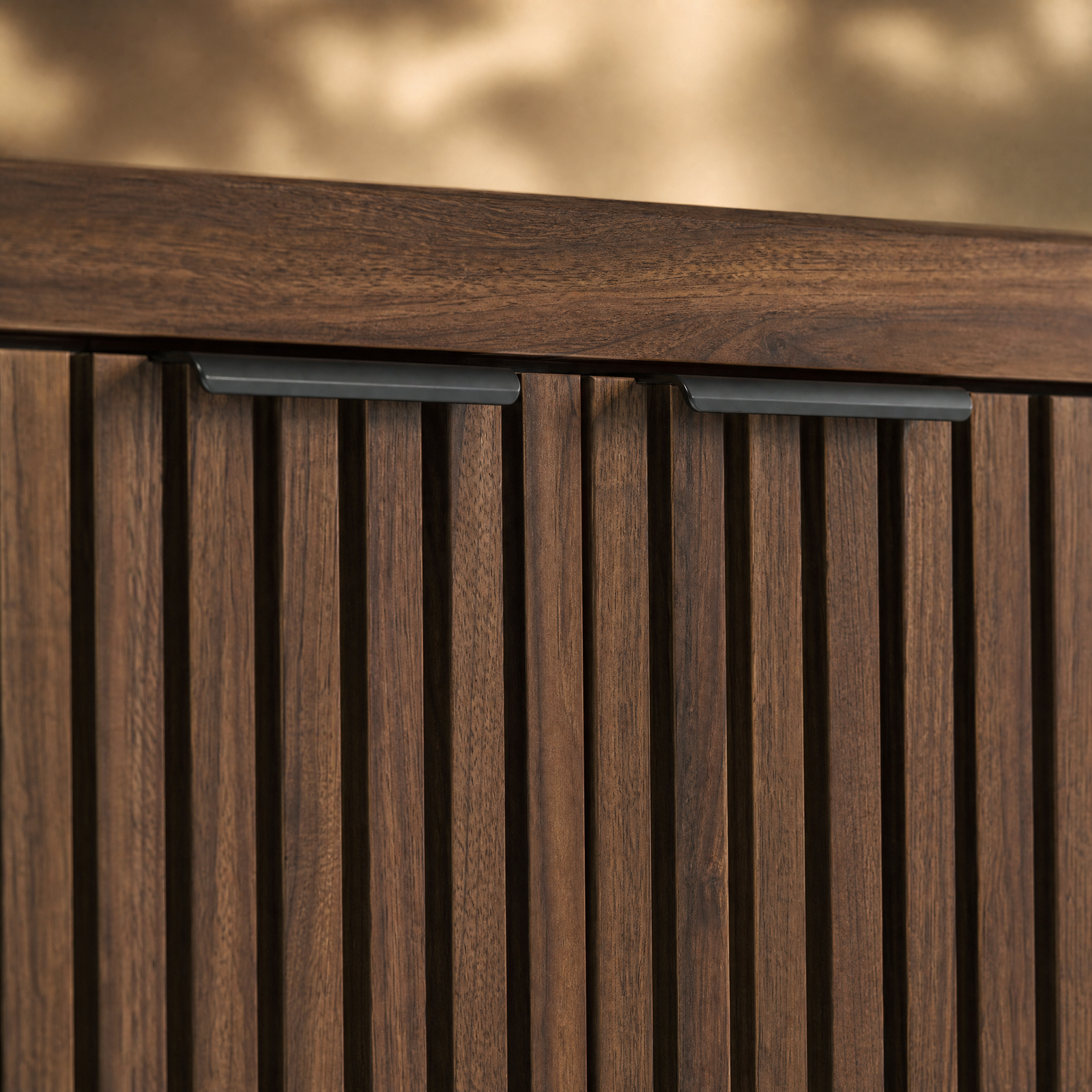 EMOOTTOO 43" Dark Walnut Shoe Storage Cabinet with Breathable Louvered Doors