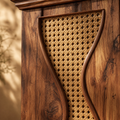 EMOOTTOO 43" Boho Rattan Shoe Storage Cabinet