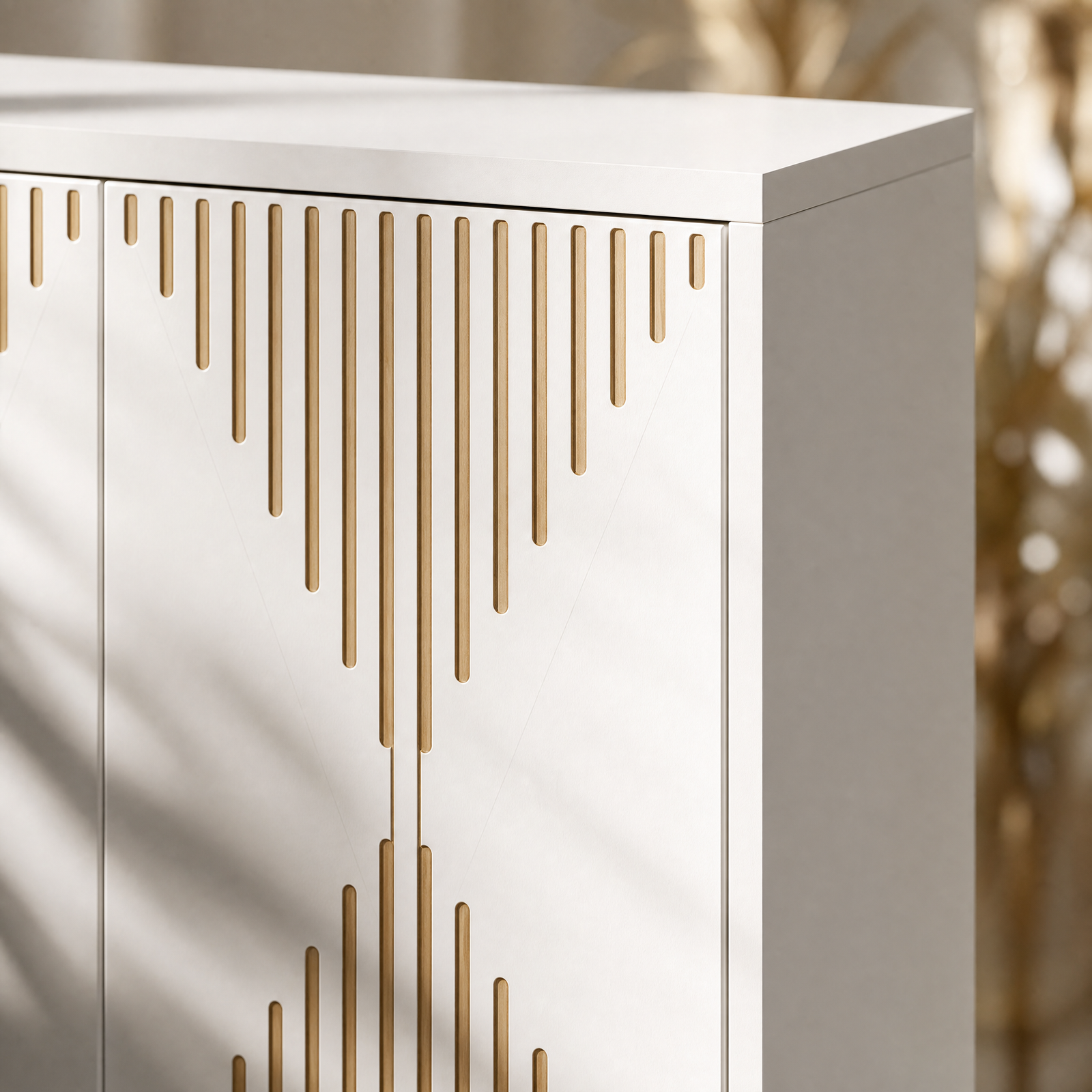 EMOOTTOO 59" Luxury White & Gold Sideboard