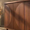 EMOOTTOO 59" Modern Buffet Sideboard Cabinet with Semicircle Pattern Doors