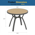 35.4" Grey Aluminum Outdoor Round Patio Table, All Weather HDPS Slatted Dining Table - product image 2