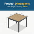 35.4" Grey Aluminum Outdoor Square Patio Table, All Weather HDPS Slatted Dining Table - product image 3