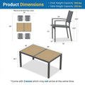 5-Piece Grey Patio Dining Set, 4-Seat All-Weather Heavy Duty HDPS Aluminum Rectangle Table and Textilene Metal Patio Chairs