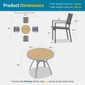 5-Piece Grey Patio Dining Set, 4-Seat All-Weather Heavy Duty HDPS Aluminum Round Table and Textilene Metal Patio Chairs