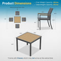 5-Piece Grey Aluminum Patio Dining Set, 4-Seat All-Weather Heavy Duty HDPS Square Table and Textilene Patio Chairs
