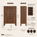 EMOOTTOO 40" Japandi Walnut Shoe Storage Cabinet with Circular Slatted Doors