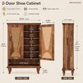 EMOOTTOO 43" Boho Rattan Shoe Storage Cabinet