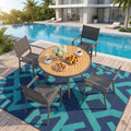 35.4" Grey Aluminum Outdoor Round Patio Table, All Weather HDPS Slatted Dining Table - product image 8