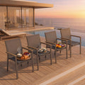 Set of 4 , Grey Aluminum Outdoor Patio Chair, All Weather Textilene Patio Chairs