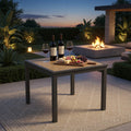 35.4" Grey Aluminum Outdoor Square Patio Table, All Weather HDPS Slatted Dining Table - product image 7