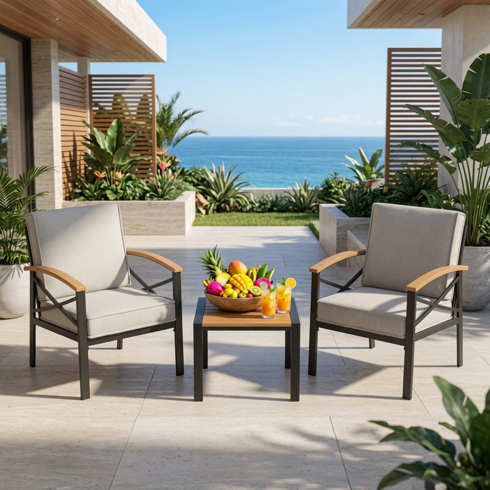 18.9" Black Square Side Heavy-Duty Metal Outdoor Patio End Table - product image 5