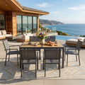 Set of 6, Heavy duty Metal Grey Outdoor Patio Chair, All Weather Textilene