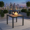 35.4" Grey Aluminum Outdoor Square Patio Table, All Weather HDPS Slatted Dining Table - product image 8