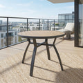 35.4" Grey Aluminum Outdoor Round Patio Table, All Weather HDPS Slatted Dining Table - product image 7